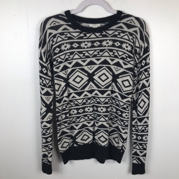 Forever 21 Sweater Aztec Angora Rabbit Hair Blend Women Size Medium - Picture 1 of 5
